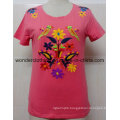 Girl Wholesale Cotton Embroidery Custom Round Neck Fashion T-Shirt